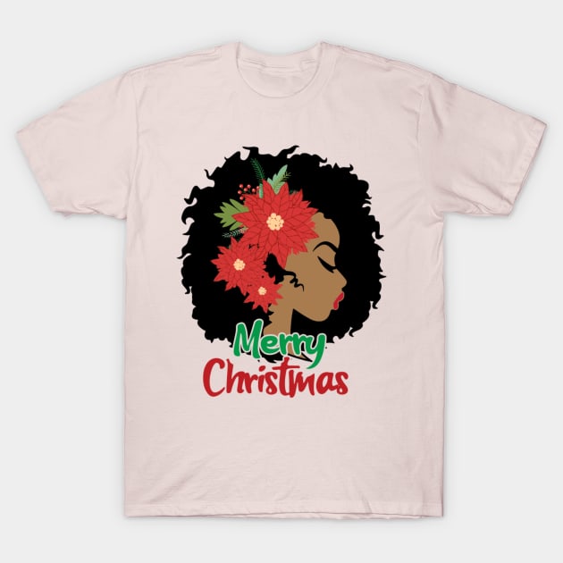 Merry Christmas, Black Woman T-Shirt by UrbanLifeApparel